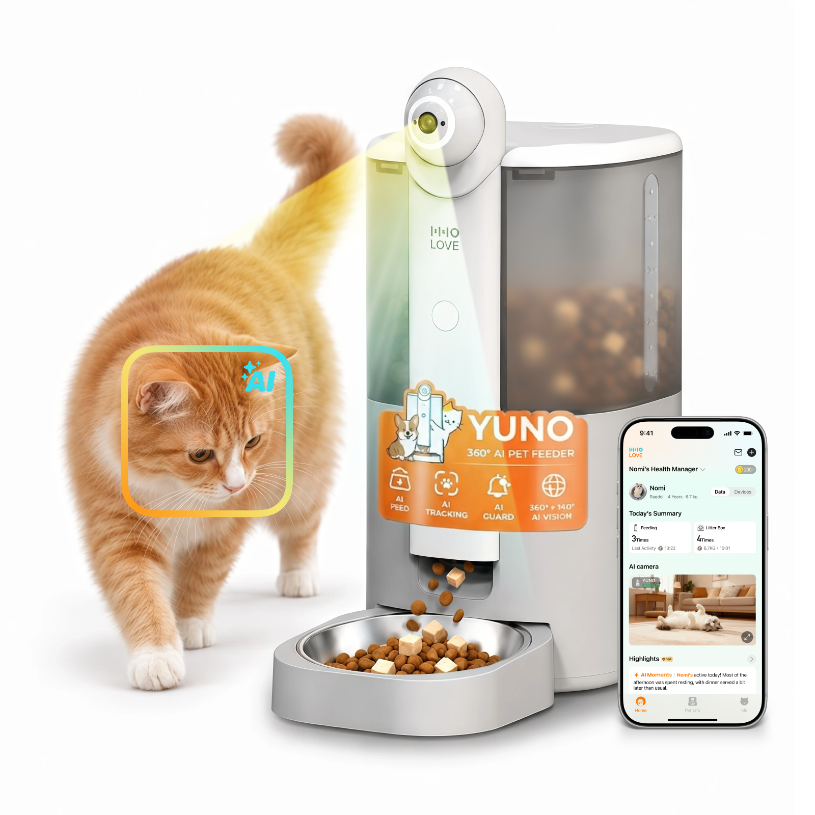 YUNO 360° AI Vision Pet Feeder — Includes 3 Months of Standard AI YUNO 360° AI Vision Pet Feeder — Includes 3 Months of Standard AI