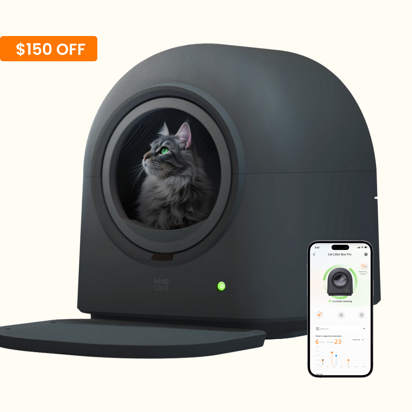 HHOLOVE Automatic Cat Litter Box Pro(Dark Grey)