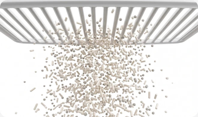 Litter passing through the sifting grid