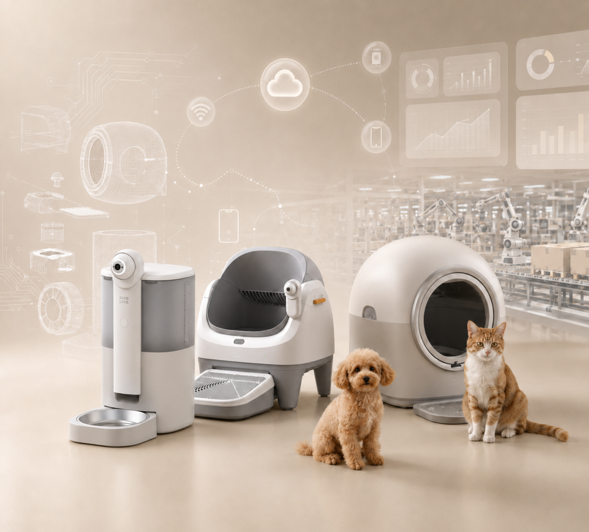 OEM / ODM development and integrated hardware-software solutions for smart pet and animal-care products.