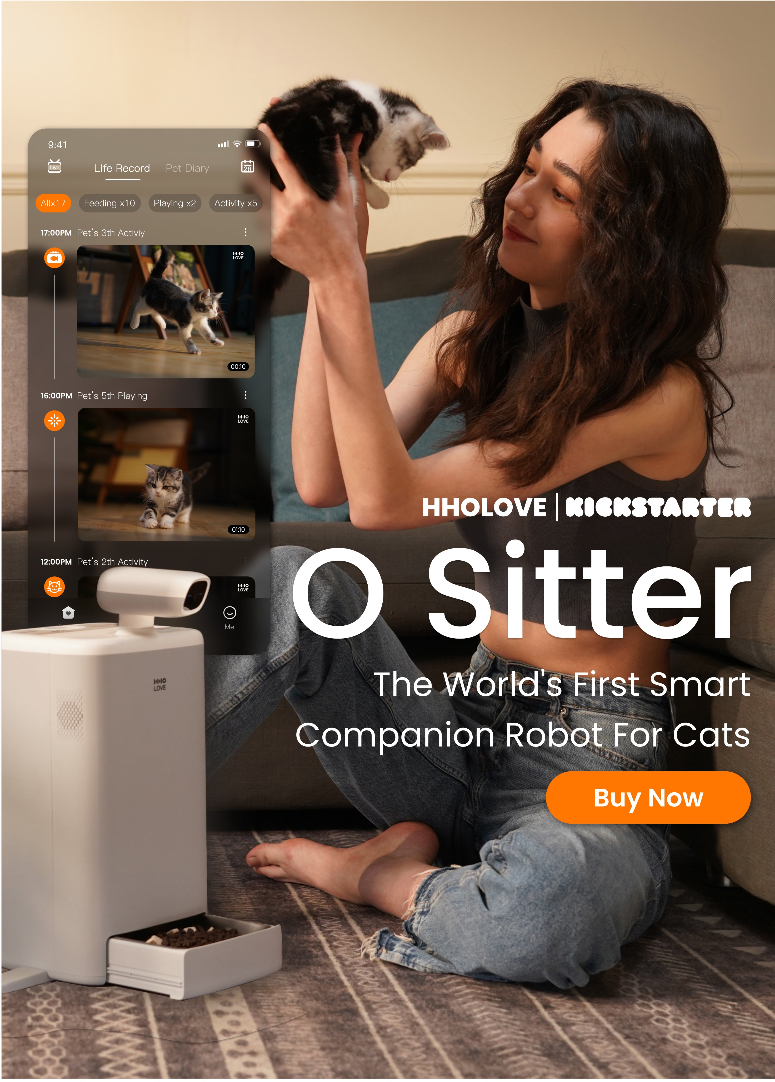 日本初上陸』HHOLOVE O Sitter 猫用スマートコンパニオンロボット 