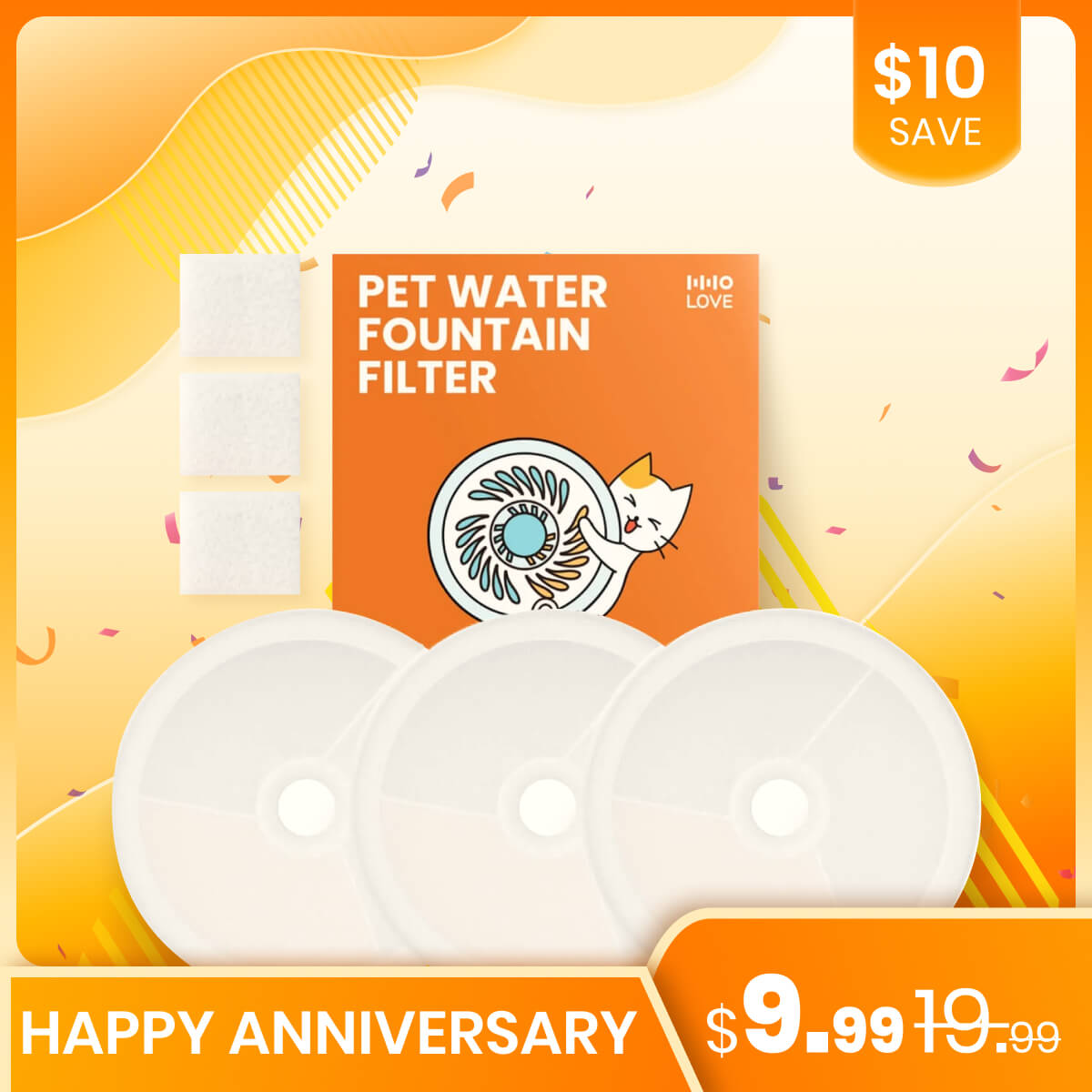 HHOLOVE Cat Water Fountain Filters
