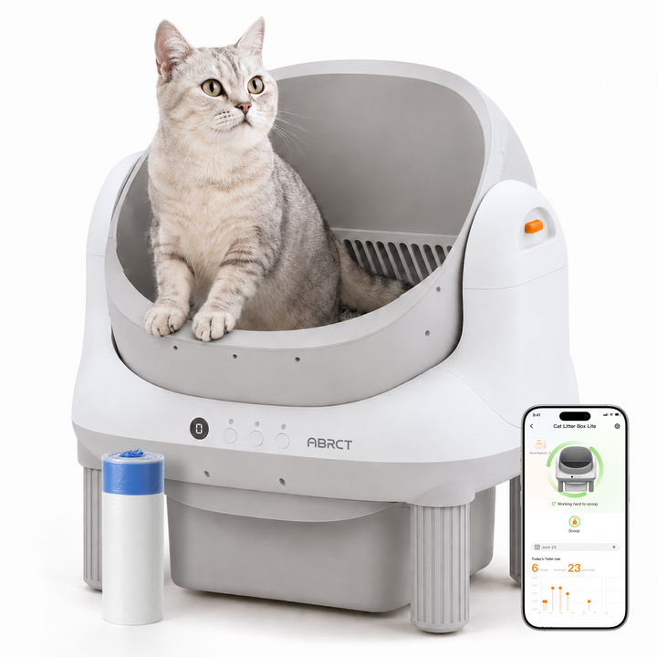 ABRCT Open-Top L1 Self-Cleaning white Cat Litter Box | Powered by HHOLOVE