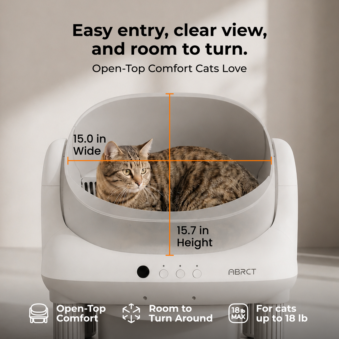 ABRCT Open-Top L1 Self-Cleaning white Cat Litter Box | Powered by HHOLOVE