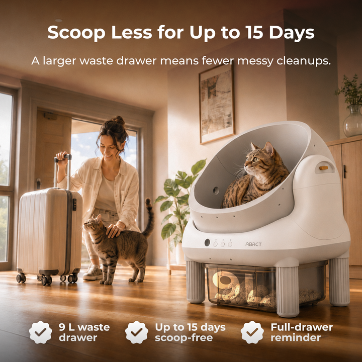 ABRCT Open-Top L1 Self-Cleaning white Cat Litter Box | Powered by HHOLOVE