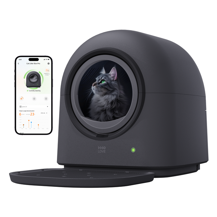 HHOLOVE Automatic Self-Cleaning Cat Litter Box Pro Dark Grey