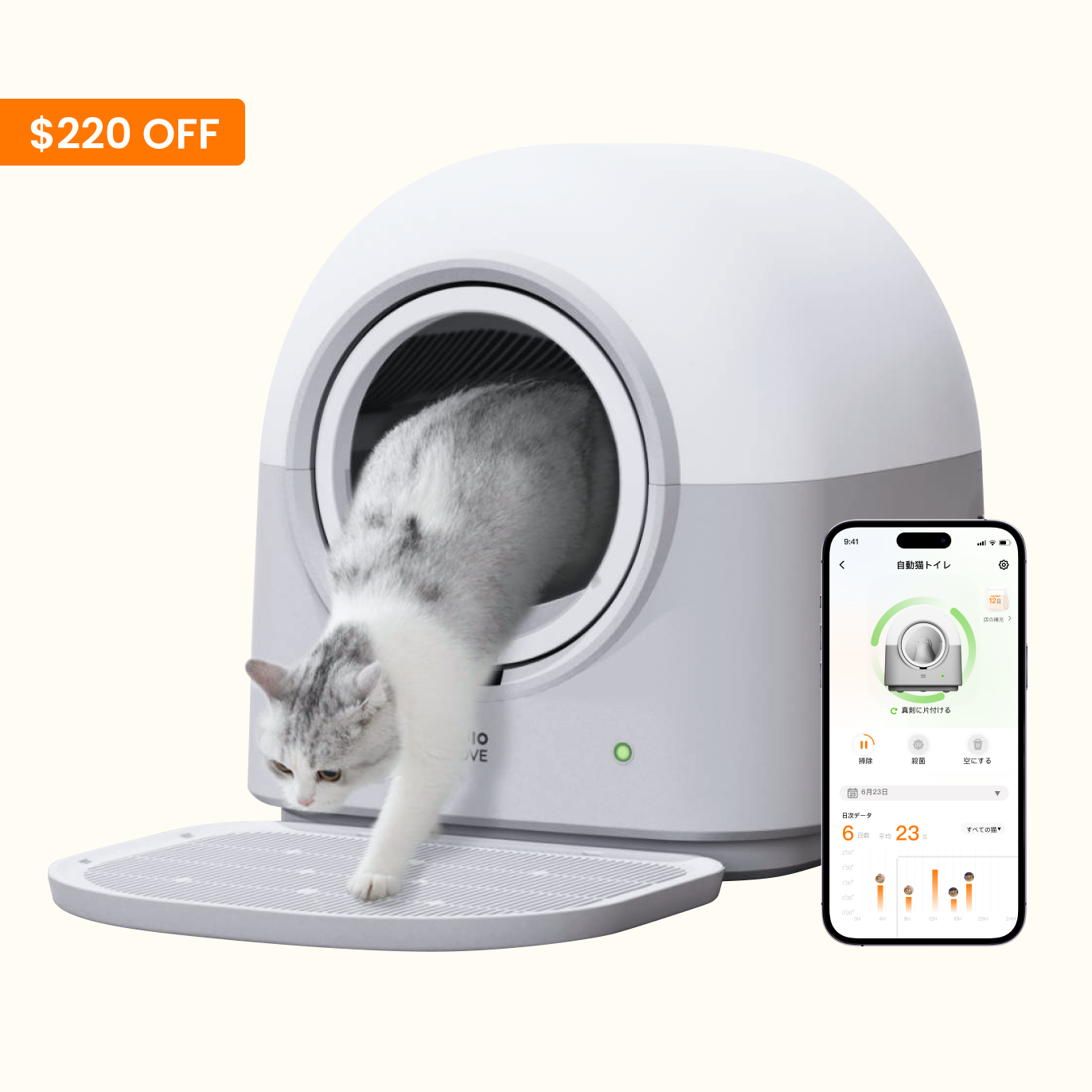 HHOLOVE セルフクリーニング猫用トイレ プロ