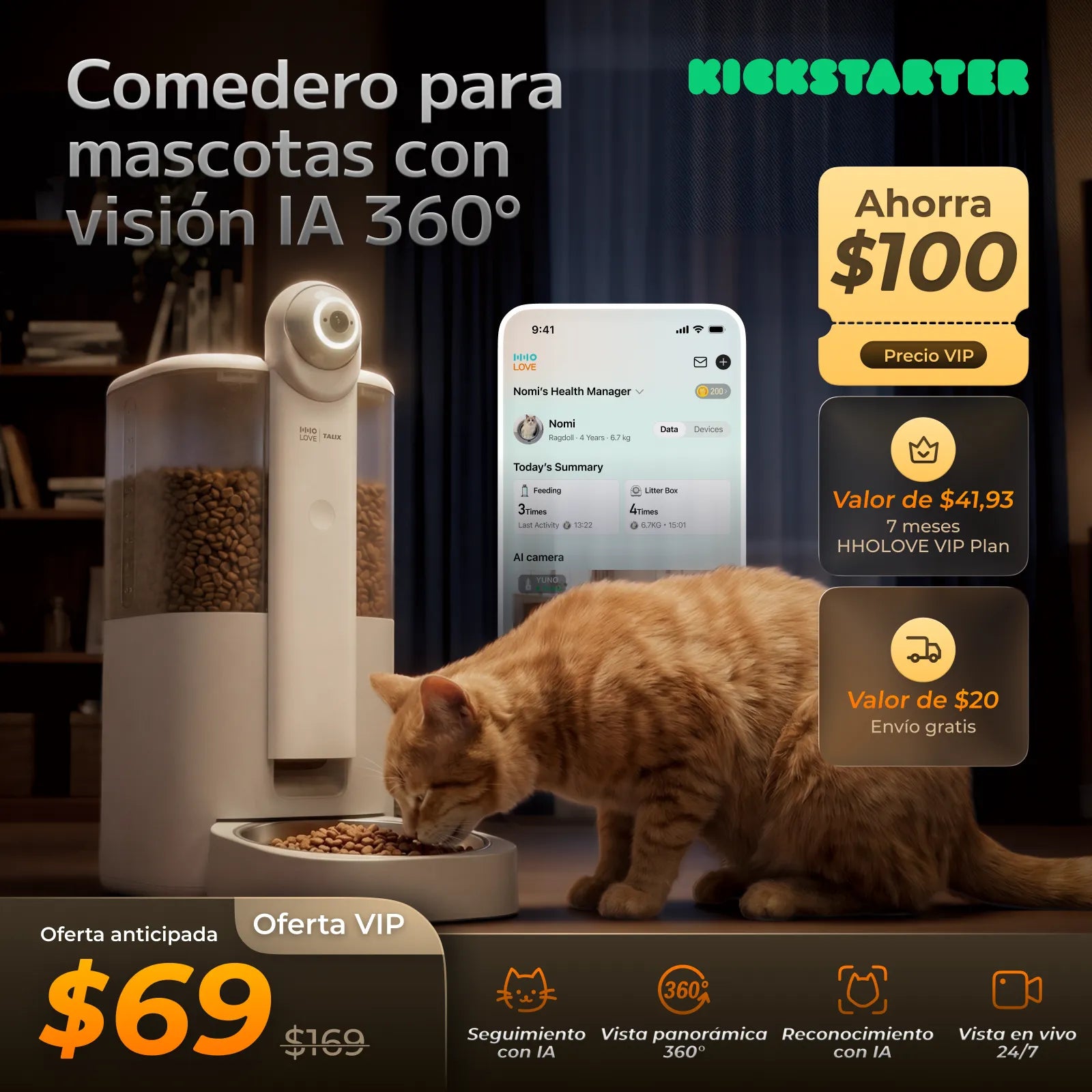 HHOLOVE YUNO | El primer comedero inteligente para mascotas con IA de 360° del mundo - Reserva de depósito