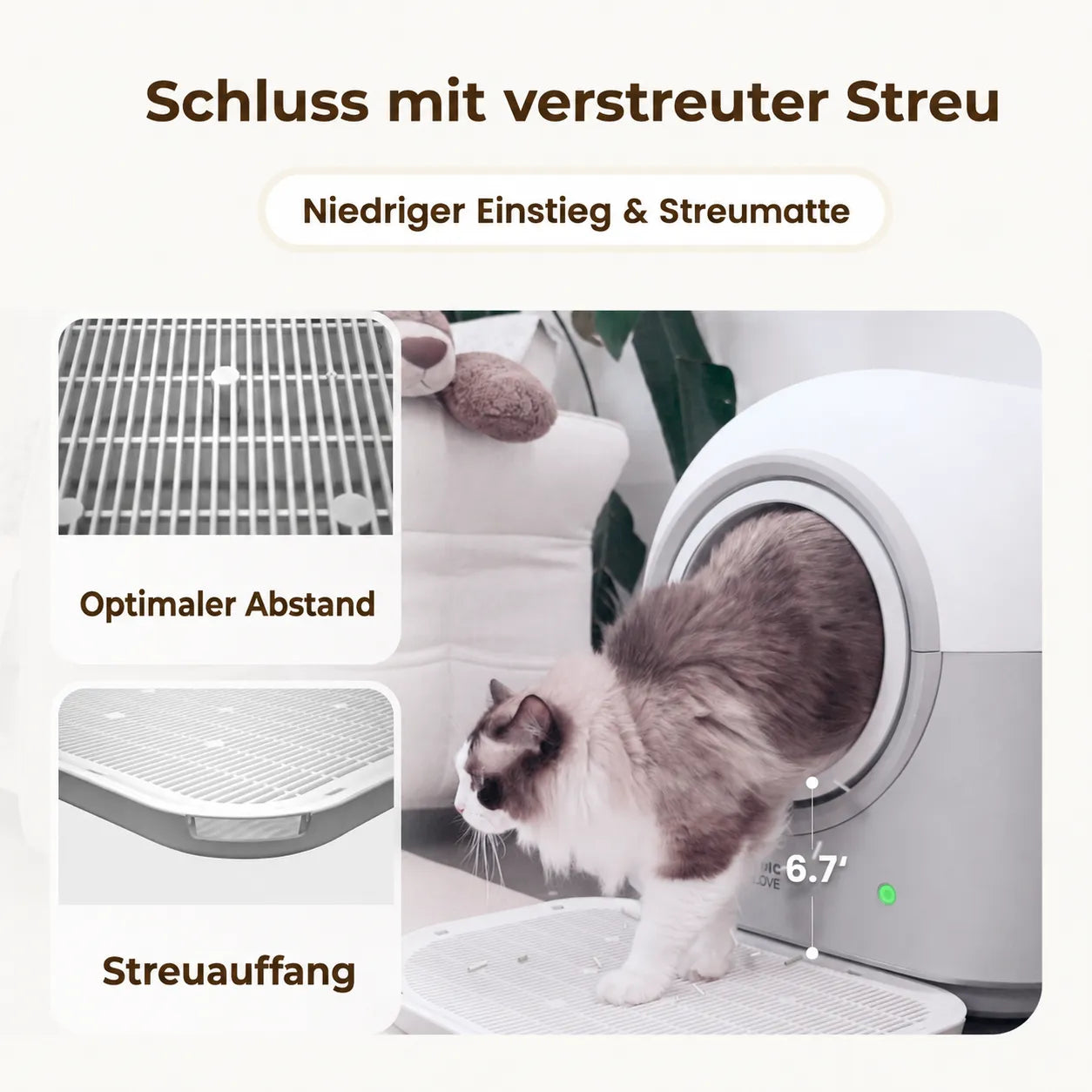 HHOLOVE Katzenklo Selbstreinigend Katzentoilette Groß XXL